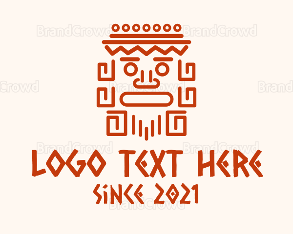 Aztec Head Statue Logo