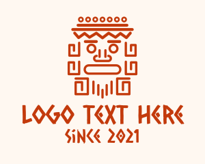 Totem - Aztec Head Statue logo design