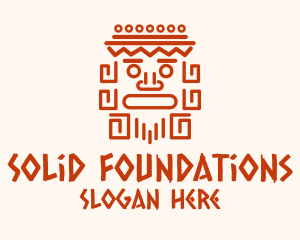 Aztec Head Statue Logo