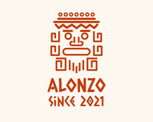 Aztec Head Statue logo design