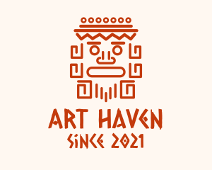 Aztec Head Statue logo design