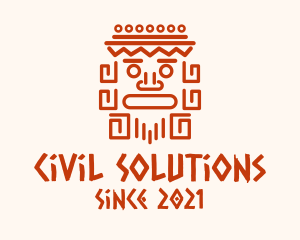 Aztec Head Statue logo design