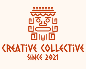 Aztec Head Statue logo design