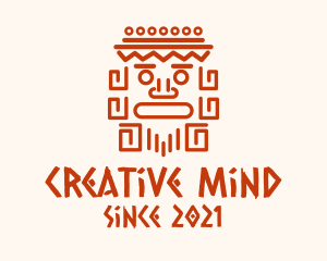 Aztec Head Statue logo design