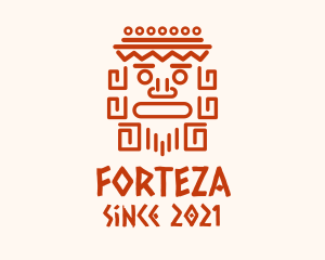 Aztec Head Statue logo design