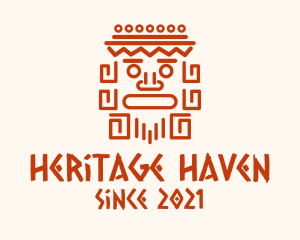 History - Aztec Head Statue logo design
