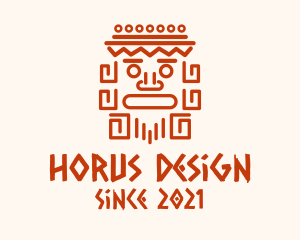 Aztec Head Statue logo design