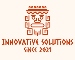 Aztec Head Statue logo design