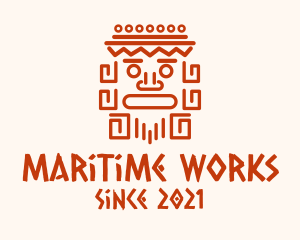 Aztec Head Statue logo design