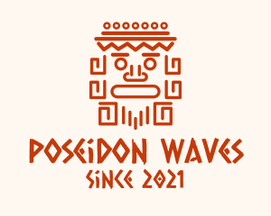 Aztec Head Statue logo design