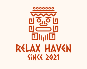 Aztec Head Statue logo design