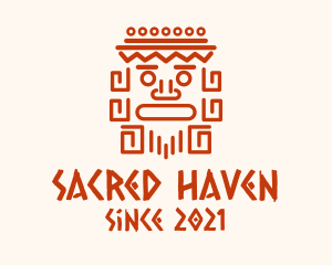 Aztec Head Statue logo design