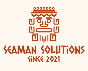 Aztec Head Statue logo design