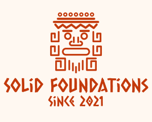 Mayan - Aztec Head Statue logo design