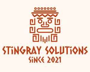 Aztec Head Statue logo design