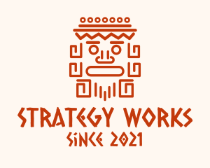 Aztec Head Statue logo design