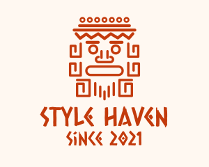 Aztec Head Statue logo design