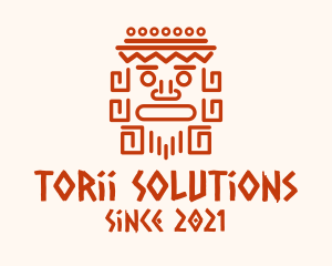 Aztec Head Statue logo design