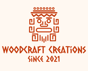 Aztec Head Statue logo design