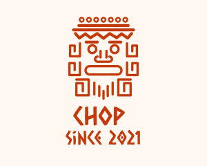 Aztec Head Statue logo design