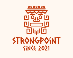 Simple - Aztec Head Statue logo design