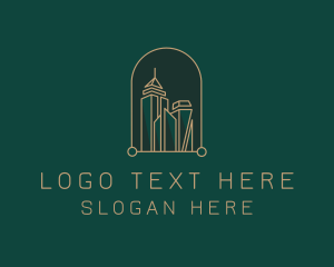 Flat - Gold Buildings Realty logo design