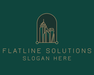 Flat - Gold Buildings Realty logo design