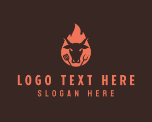 Cow - Roasted Beef Barbecue logo design