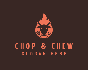 Flaming - Roasted Beef Barbecue logo design