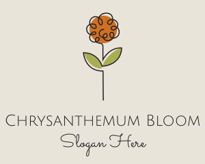 Chrysanthemum - Minimalist Peony Flower logo design