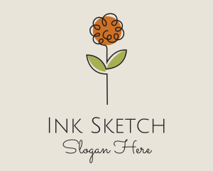 Sketchy - Minimalist Peony Flower logo design