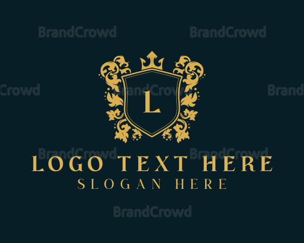 Crown Wreath Regal Shield Logo