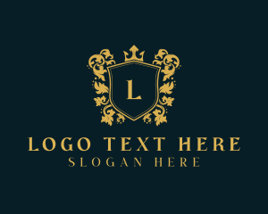 Lettermark - Crown Wreath Regal Shield logo design