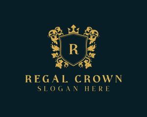 Crown Wreath Regal Shield logo design