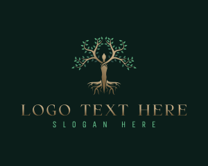 Organic - Therapy Tree Woman logo design