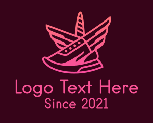 Shoe Store - Unicorn Rubber Shoes Wings logo design