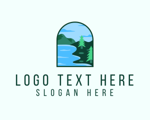 Camp - Pine Forest Lake Badge logo design