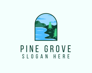 Pine Forest Lake Badge logo design