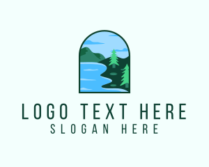 Natural Park - Pine Forest Lake Badge logo design