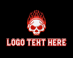 Skeleton - Flaming Skull Headphones logo design