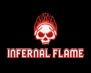 Flaming Skull Headphones logo design