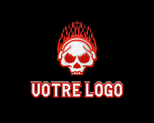 Clan - Flaming Skull Headphones logo design