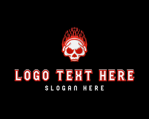 Heavy Metal - Flaming Skull Headphones logo design