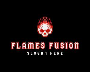 Flaming Skull Headphones logo design