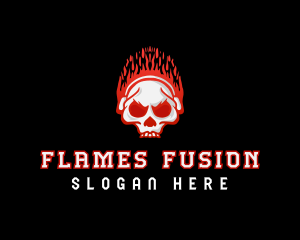 Flaming Skull Headphones logo design