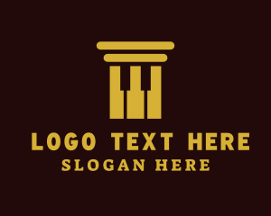 Law - Law Piano Column logo design