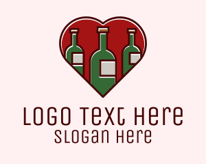 Alcoholic Beverage - Heart Wine Bottles logo design