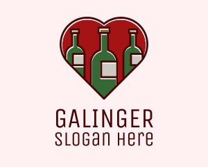 Romantic - Heart Wine Bottles logo design