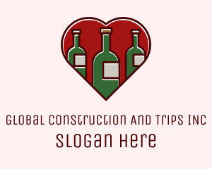 Dating - Heart Wine Bottles logo design