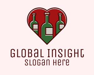 Drinking - Heart Wine Bottles logo design